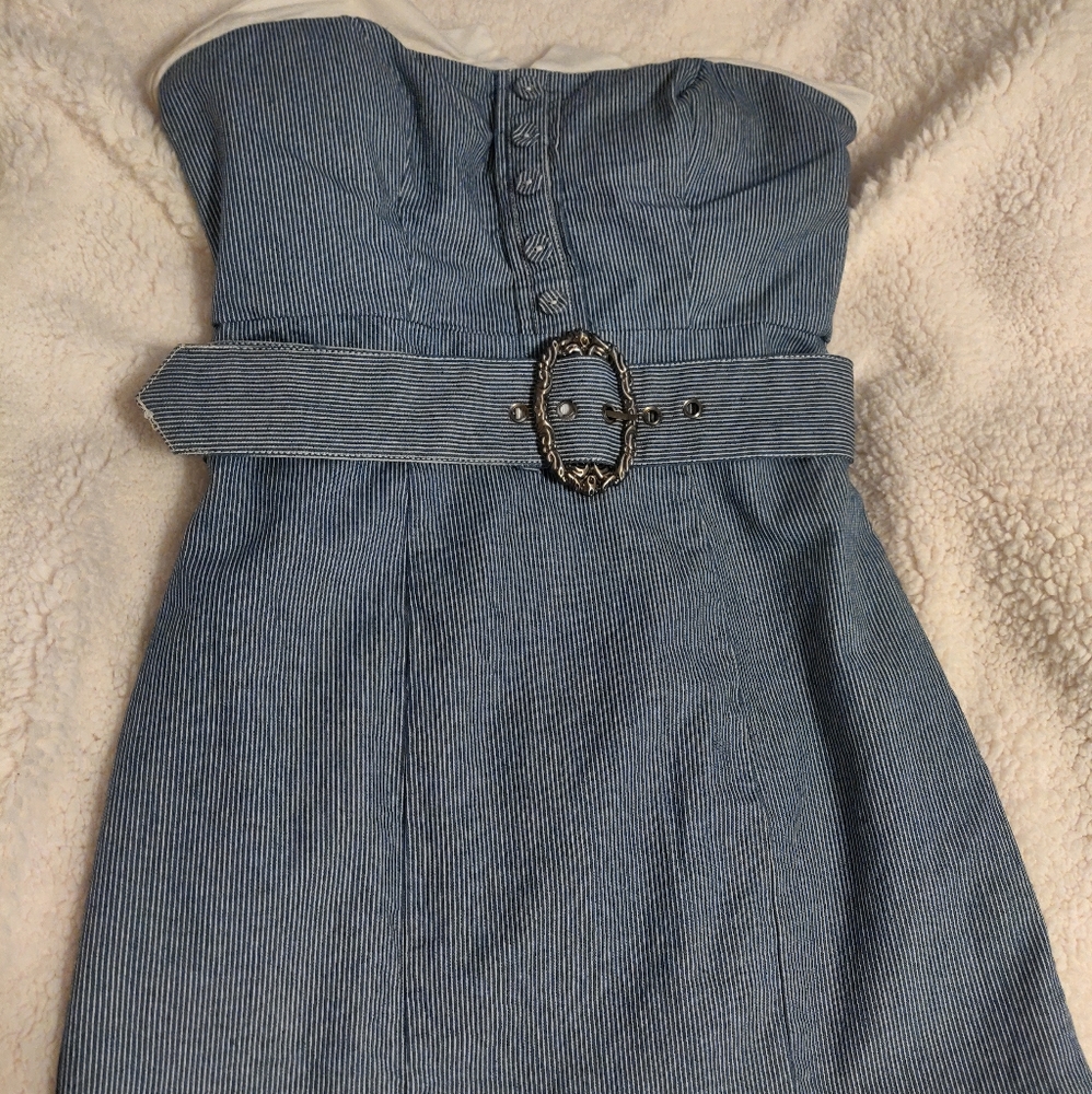 Strapless pinstripe dress